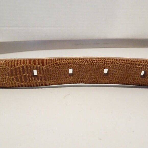 CALVIN KLEIN Brown Genuine Leather Embossed Snakeskin Belt Size M - Picture 3 of 4